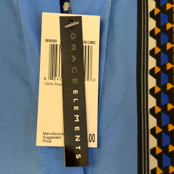 🔥NEW Grace Elements Boho Geometric 3/4 length sleeve shift dress. Knee length - Picture 5 of 6